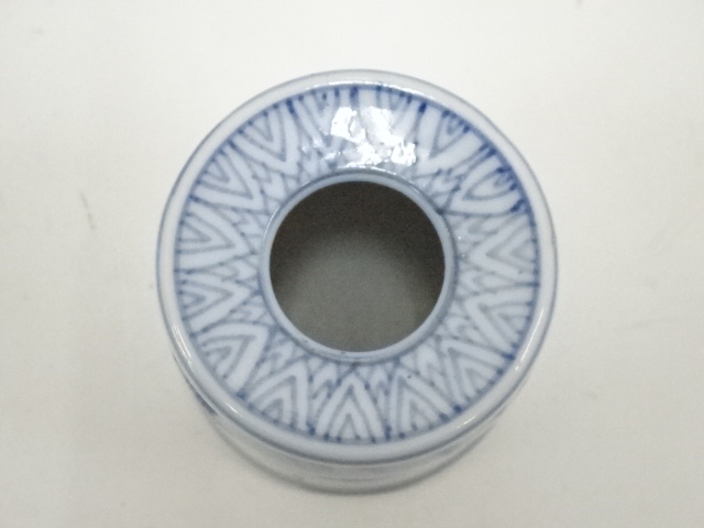 茶器 煎茶 道具 染付 蓋置 共箱 時代 W101 蓋置 『染付 桶川』『西村徳泉 造』 共箱 茶道具 - メルカリ